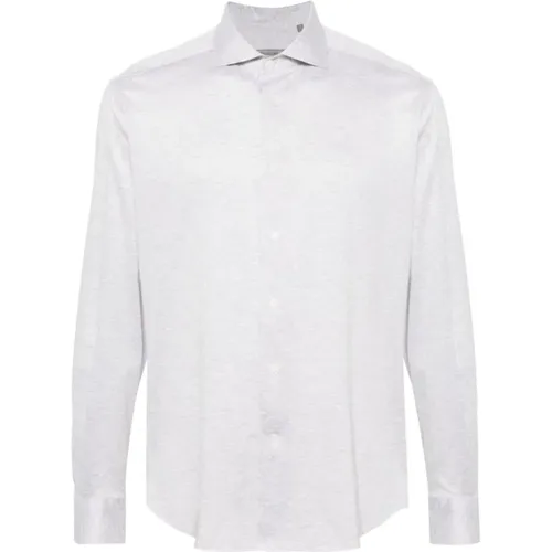 Italienisches Baumwoll/Seiden Jersey Hemd , Herren, Größe: L - Corneliani - Modalova
