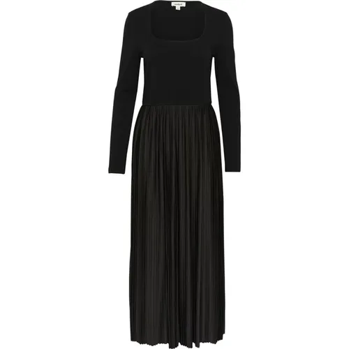 Schwarzes Pliss‚ Kleid mit Langen Ärmeln , Damen, Größe: XS - Soaked in Luxury - Modalova