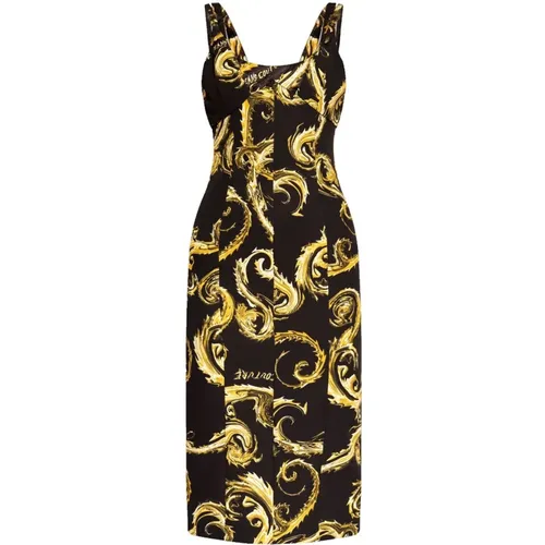 Schwarzes Midi-Kleid für Frauen , Damen, Größe: M - Versace Jeans Couture - Modalova