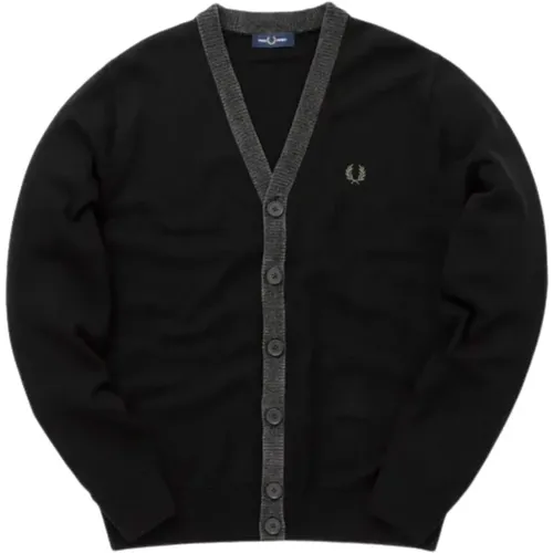 Men's Cardigan with Chenille Details , male, Sizes: M - Fred Perry - Modalova