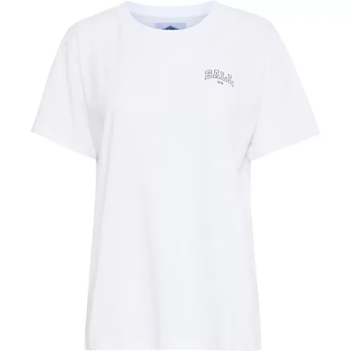 Grafikdruck T-Shirt Weiß Melange , Damen, Größe: XL - Ball - Modalova
