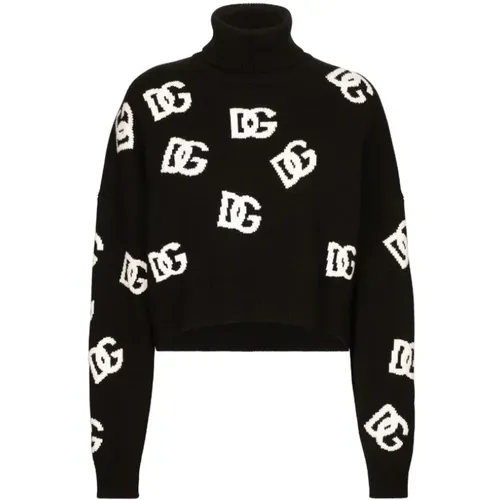 Monogram High Neck Sweater , female, Sizes: S - Dolce & Gabbana - Modalova