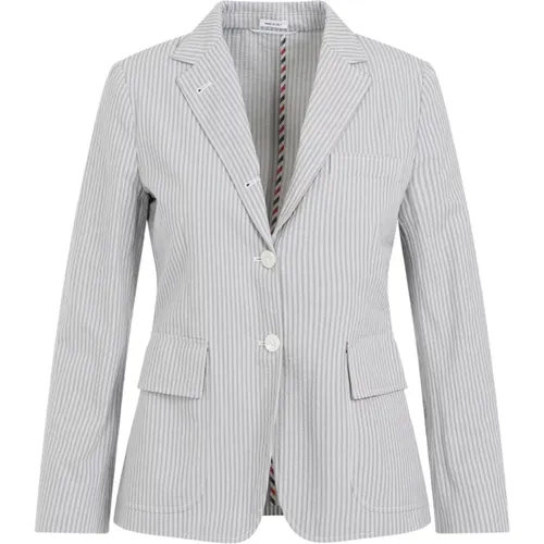 Cotton Jacket in Light Grey , female, Sizes: 2XS, XS - Thom Browne - Modalova