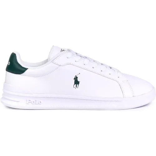 Weiß/College Grün Leder Sneakers , Herren, Größe: 44 EU - Polo Ralph Lauren - Modalova