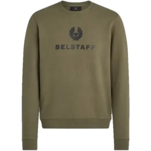 Signature Crewneck Sweatshirt in True Olive , Herren, Größe: 2XL - Belstaff - Modalova