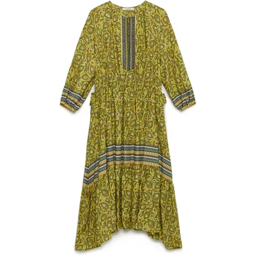 V-Ausschnitt Kaftan Kleid aus Leichter Viskose - Maliparmi - Modalova