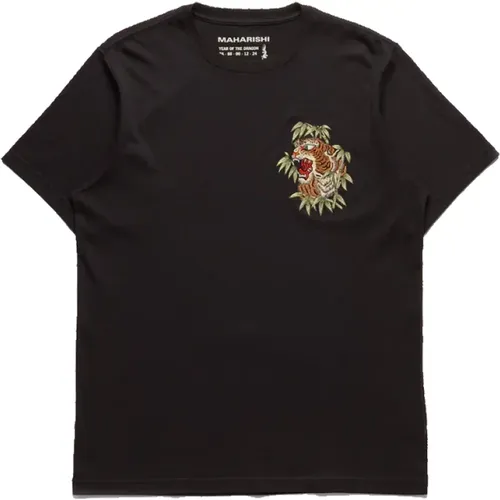 Bambus Tiger Tee Schwarz , Herren, Größe: M - Maharishi - Modalova