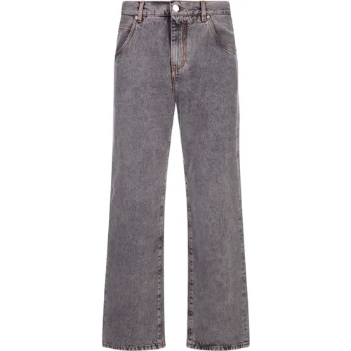 Graue Baumwoll-Denim-Jeans mit Pegasus-Logo - ETRO - Modalova