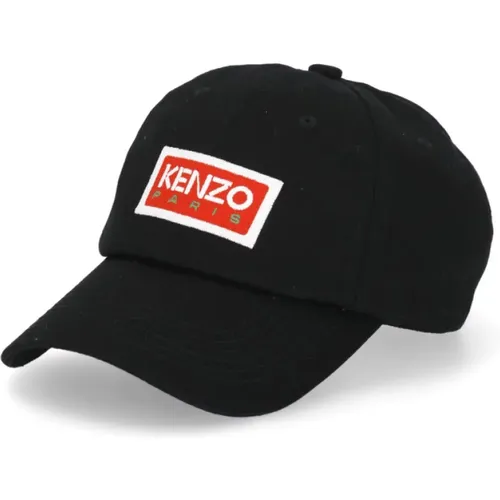 Schwarze Baumwoll-Baseballkappe mit gesticktem Logo , Herren, Größe: ONE Size - Kenzo - Modalova