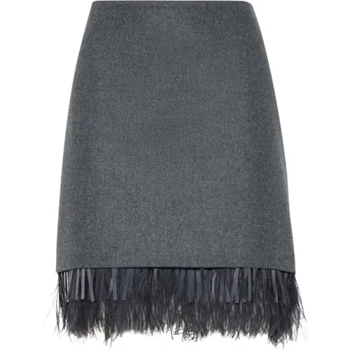 Wool Cashmere Skirt Feather Detail , female, Sizes: S, M, XS - BRUNELLO CUCINELLI - Modalova