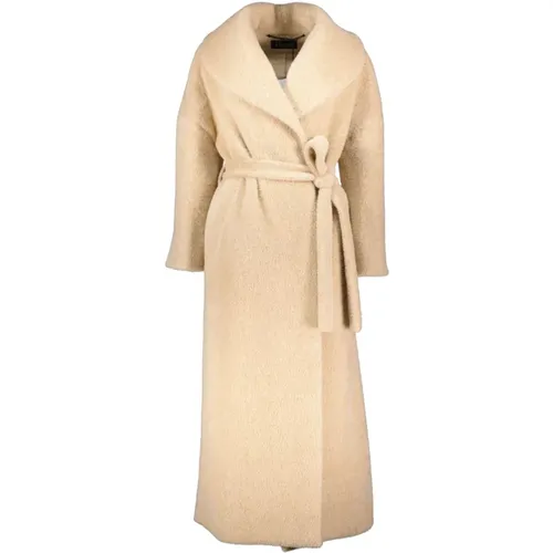 Long Sand Belted Coat in Faux Fur , female, Sizes: XS, S, M - Eres - Modalova