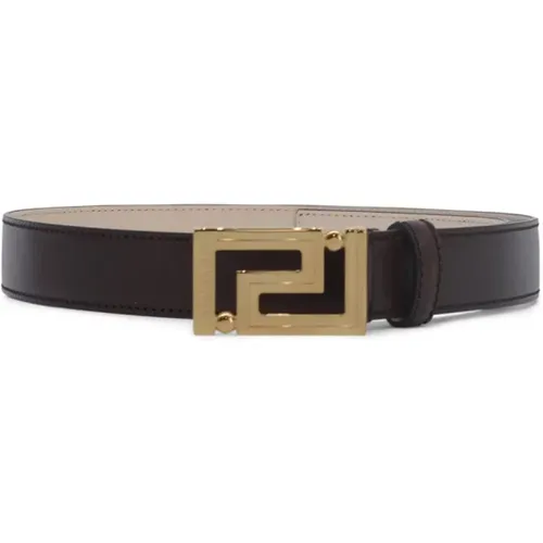 Greca Buckle Leather Belt , female, Sizes: 100 CM, 90 CM, 85 CM - Versace - Modalova