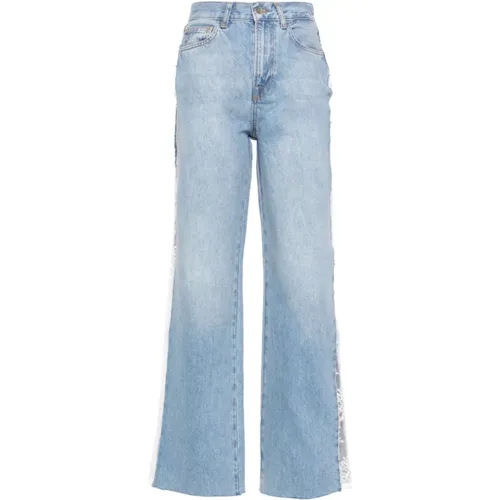 Blaue High-Waisted Straight Lace Jeans , Damen, Größe: W26 - Liu Jo - Modalova