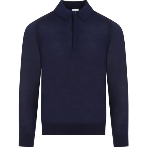 Navy Merino Wool Polo Sweater , Herren, Größe: L - PS By Paul Smith - Modalova