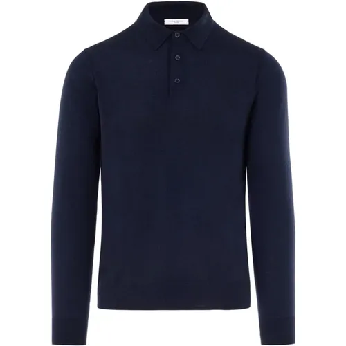 Blauer Langarm-Polo-Pullover - Paolo Pecora - Modalova