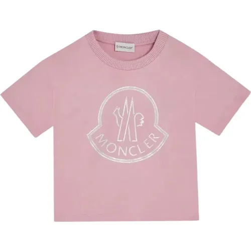 Logo Print Kinder T-Shirt Rosa - Moncler - Modalova