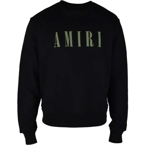 Schwarzer Baumwoll-Sweatshirt mit khakigrünem Logo - Amiri - Modalova