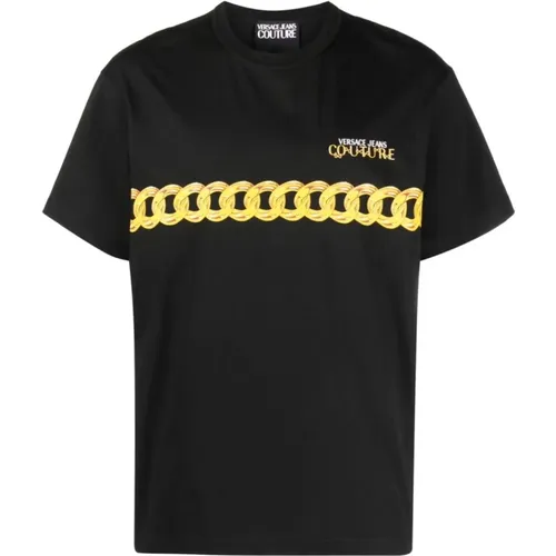 Stilvolle schwarze T-Shirts Polos für Männer , Herren, Größe: S - Versace Jeans Couture - Modalova