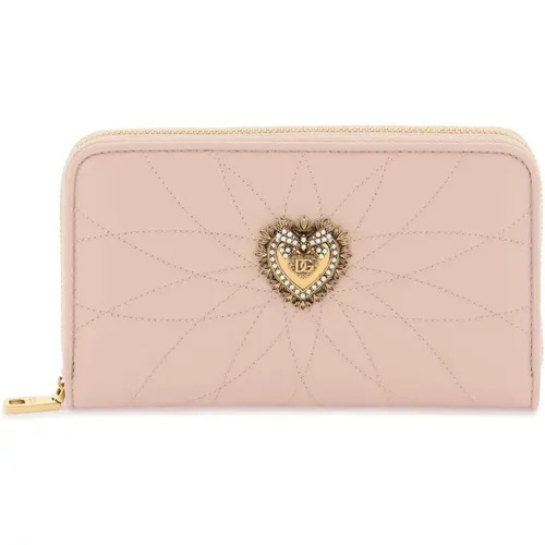 Quilted Devotion Zip-Around Wallet,Gesteppte Nappaleder Reißverschlussbrieftasche - Dolce & Gabbana - Modalova