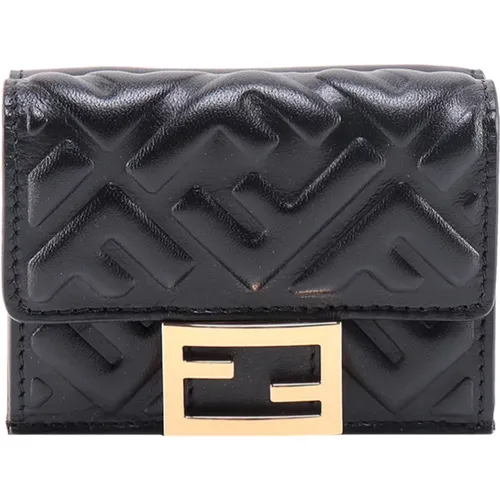 Leather Wallet with FF Snap Button , female, Sizes: ONE SIZE - Fendi - Modalova