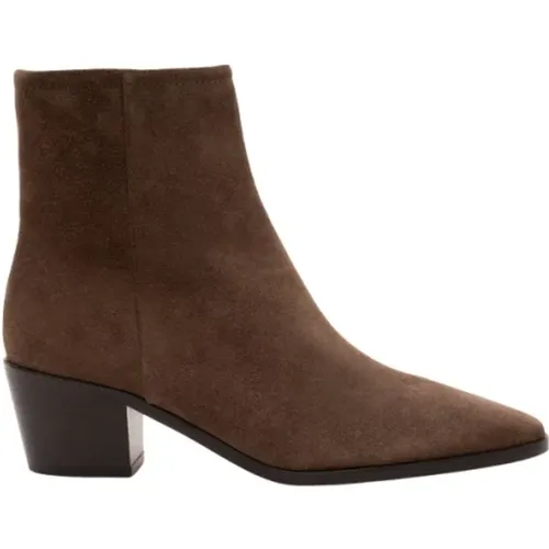 Taupe Wildlederstiefel mit Kubanischem Absatz , Damen, Größe: 37 EU - PARALLELE - Modalova