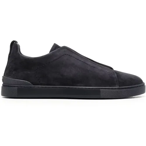 Suede Triple Stitch Sneakers , male, Sizes: 8 UK, 10 UK, 7 UK - Ermenegildo Zegna - Modalova