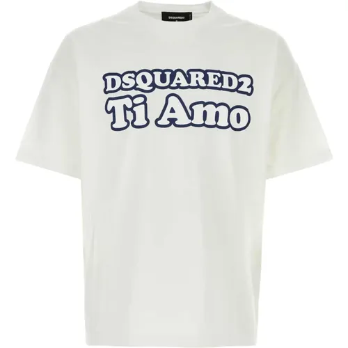 Klassisches Weißes Baumwoll-T-Shirt , Herren, Größe: L - Dsquared2 - Modalova
