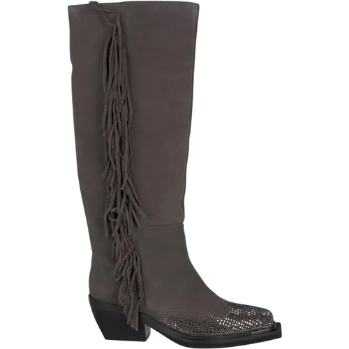 Flat fringed boot , female, Sizes: 5 UK - Alma en Pena - Modalova