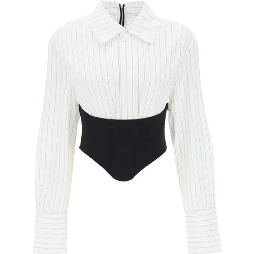 Striped Underbust Corset Cropped Shirt , female, Sizes: M, 2XS - Dion Lee - Modalova