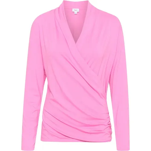 Wrap Blouse Fuchsia Draped V-Neck , female, Sizes: XL, M, L - Saint Tropez - Modalova