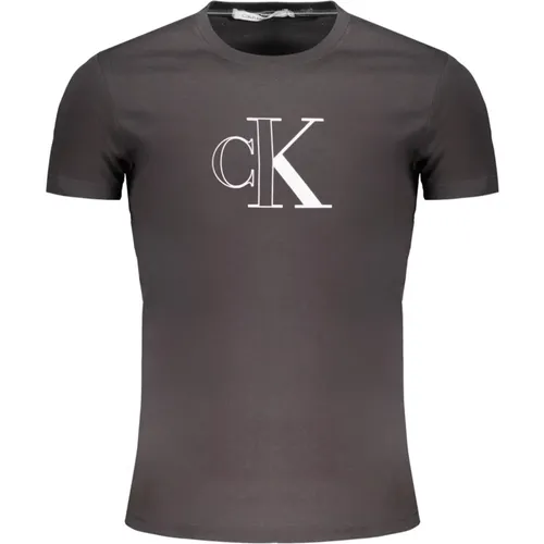 Short Sleeve Logo Print Cotton Tee , male, Sizes: L, XL - Calvin Klein - Modalova