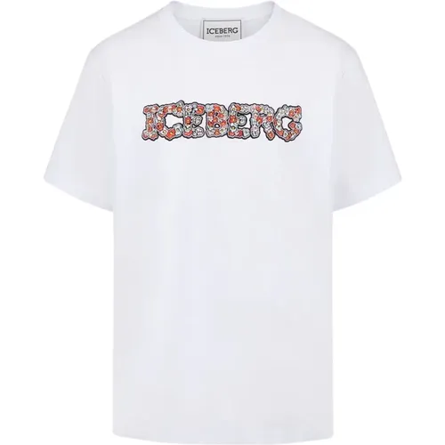 T-Shirt mit floralem Logo Iceberg - Iceberg - Modalova
