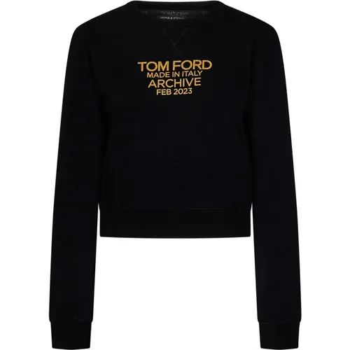 Cropped Sweatshirt with Gold Logo , female, Sizes: M - Tom Ford - Modalova