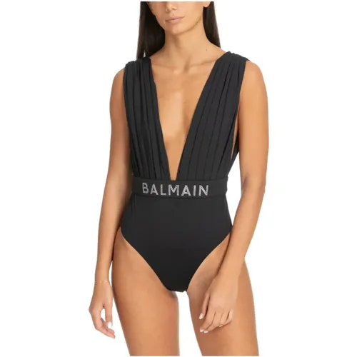 Glitter Logo Badeanzug , Damen, Größe: M - Balmain - Modalova