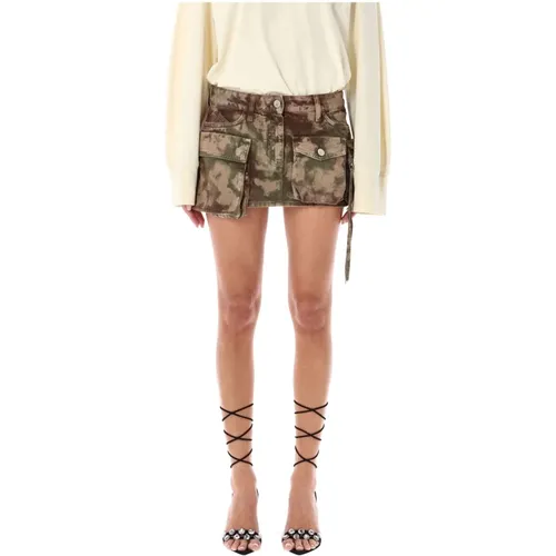 Camouflage Denim Mini Skirt , female, Sizes: W25, W28, W26 - The Attico - Modalova