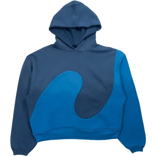 Blaue Swirl Hoodie mit Kordelkapuze , Herren, Größe: L - ERL - Modalova