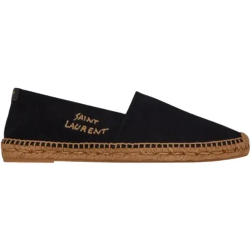 Embroidered Canvas Espadrilles with YSL Detail , female, Sizes: 5 UK, 8 UK, 4 1/2 UK, 3 1/2 UK, 5 1/2 UK, 4 UK, 3 UK, 7 UK, 6 UK - Saint Laurent - Modalova