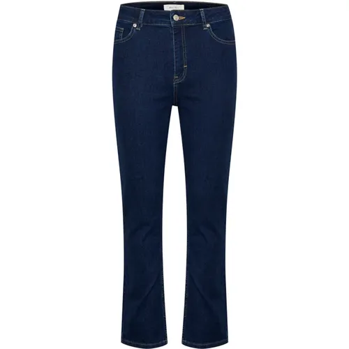 Bootcut Dark Denim Jeans mit hoher Taille , Damen, Größe: W27 - Part Two - Modalova