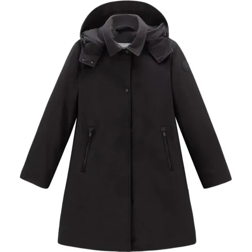 Schwarzer Synthetischer Mantel für Damen , Damen, Größe: S - Woolrich - Modalova