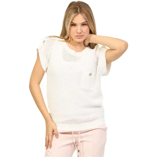 Sweater with Decorative Buttons and Boat Neck , female, Sizes: XL - Fracomina - Modalova