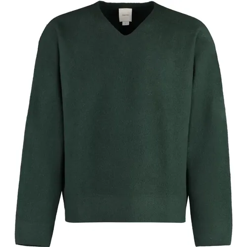 Gerippter Woll V-Ausschnitt Pullover , Herren, Größe: XL - Calvin Klein - Modalova