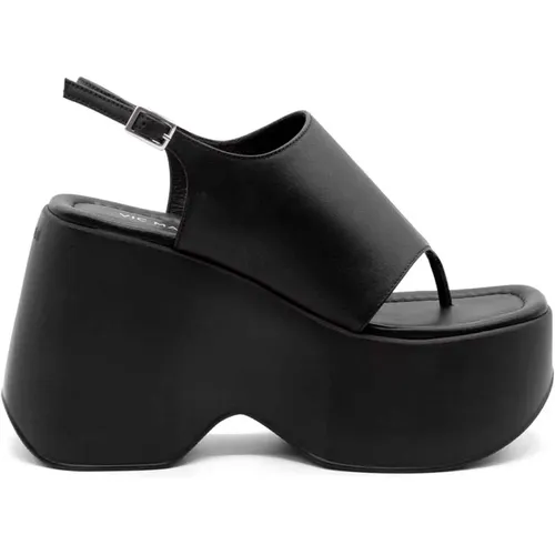 Schwarze Nappa-Leder Flip-Flops , Damen, Größe: 35 EU - Vic Matié - Modalova