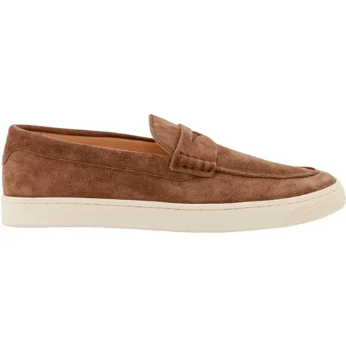 Suede Loafer with Logo Print , male, Sizes: 6 UK - BRUNELLO CUCINELLI - Modalova