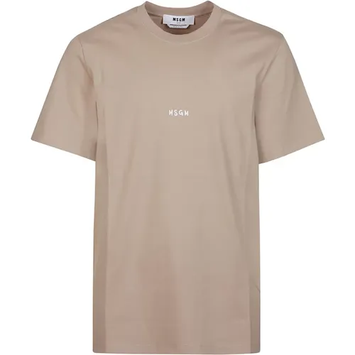 Logo Print Beige T-Shirt Msgm - Msgm - Modalova