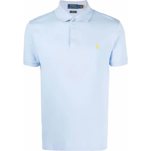 Blaues Baumwollmischung Logo Polo Shirt , Herren, Größe: L - Ralph Lauren - Modalova