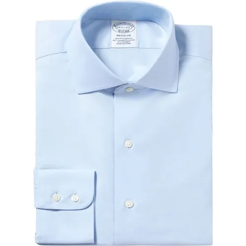 Pastellblaues Slim-Fit Non-Iron Stretch-Baumwollhemd mit englischem Spreizkragen , Herren, Größe: 2XL - Brooks Brothers - Modalova