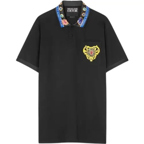 Heart Cotton Polo Shirt , male, Sizes: L, S, XL, 2XL, M - Versace Jeans Couture - Modalova