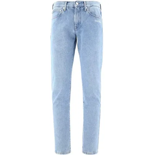 Cotton Jeans with Logo Detail , male, Sizes: W32 - Off White - Modalova