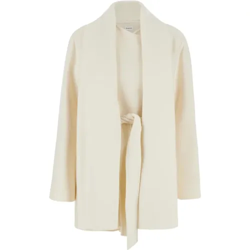 Cream Double-Breasted Coat with Tie-Up Collar , female, Sizes: M, S - P.a.r.o.s.h. - Modalova