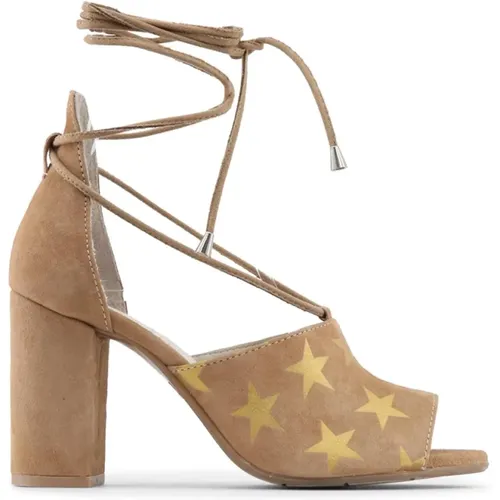 Star Pattern Leather Sandals , female, Sizes: 7 UK, 5 UK, 4 UK, 6 UK, 8 UK - Made in Italia - Modalova